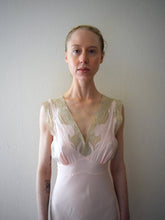 Load image into Gallery viewer, 1940s bias cut gown . vintage rayon and lace slip dress . size xs to small