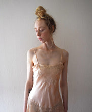 Load image into Gallery viewer, 1930s silk and tambour lace mini slip . bias cut slip . size xs