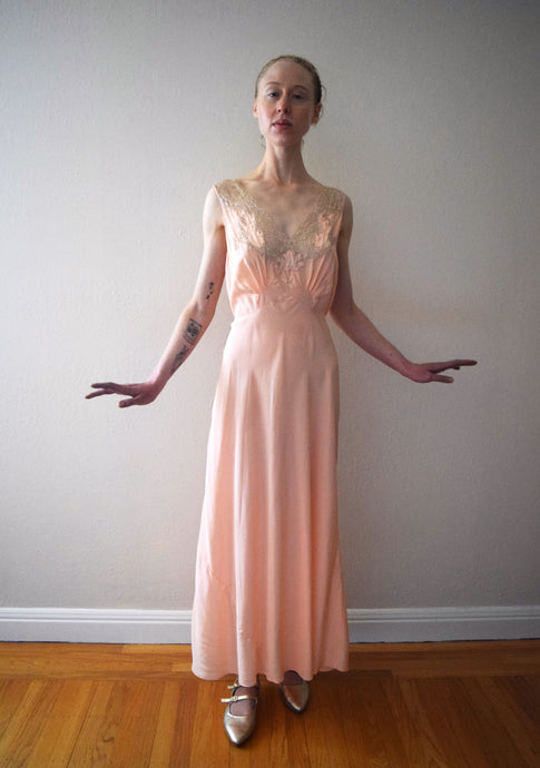 1930s bias cut silk gown . vintage slip dress . size medium to l/xl