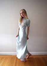 Load image into Gallery viewer, 1930s 1940s aqua silk satin gown . vintage slip dress . size xs to small