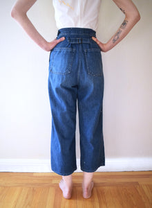 1940s WAVES jeans . vintage WWII denim pants . 24-25 waist