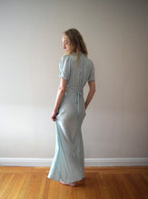 Load image into Gallery viewer, 1930s 1940s aqua silk satin gown . vintage slip dress . size xs to small