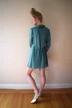 Load image into Gallery viewer, Vintage 1920s green silk satin tunic . size xs to small