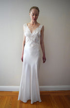 Load image into Gallery viewer, 1940s satin and lace gown . vintage slip dress . size small to s/m