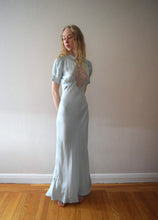 Load image into Gallery viewer, 1930s 1940s aqua silk satin gown . vintage slip dress . size xs to small