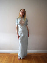 Load image into Gallery viewer, 1930s 1940s aqua silk satin gown . vintage slip dress . size xs to small