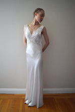 Load image into Gallery viewer, 1940s satin and lace gown . vintage slip dress . size small to s/m