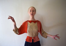 Load image into Gallery viewer, 1930s silk velvet and gold lamé blouse . size xs to small