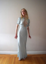 Load image into Gallery viewer, 1930s 1940s aqua silk satin gown . vintage slip dress . size xs to small