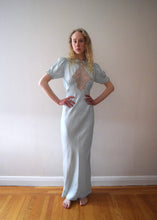 Load image into Gallery viewer, 1930s 1940s aqua silk satin gown . vintage slip dress . size xs to small