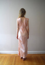 Load image into Gallery viewer, 1930s 1940s pink satin slip dress . lace trim nightgown . size small to m/l