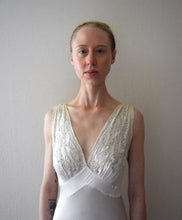 Load image into Gallery viewer, 1930s ivory silk satin and lace gown . vintage slip dress . size xs to small