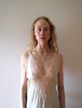 Load image into Gallery viewer, 1930s green silk bias cut slip dress . vintage nightgown