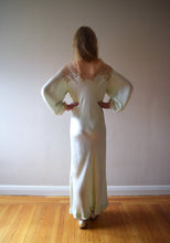 Load image into Gallery viewer, 1930s satin and lace green gown . size medium to xl