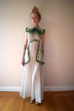 Load image into Gallery viewer, 1930s swiss dot gown . 30s ruffled dress . size xxs to xs