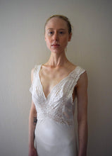 Load image into Gallery viewer, 1940s satin and lace gown . vintage slip dress . size small to s/m