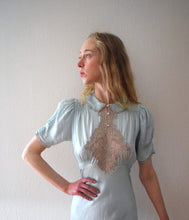 Load image into Gallery viewer, 1930s 1940s aqua silk satin gown . vintage slip dress . size xs to small