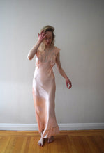 Load image into Gallery viewer, 1930s 1940s pink satin slip dress . lace trim nightgown . size small to m/l