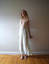 Load image into Gallery viewer, 1930s green silk bias cut slip dress . vintage nightgown