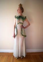 Load image into Gallery viewer, 1930s swiss dot gown . 30s ruffled dress . size xxs to xs