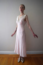 Load image into Gallery viewer, 1940s bias cut gown . vintage rayon and lace slip dress . size xs to small