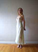 Load image into Gallery viewer, 1930s green silk bias cut slip dress . vintage nightgown