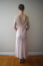 Load image into Gallery viewer, 1940s bias cut gown . vintage rayon and lace slip dress . size xs to small