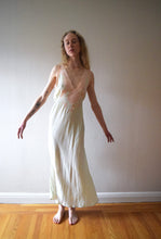 Load image into Gallery viewer, 1930s green silk bias cut slip dress . vintage nightgown