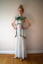 Load image into Gallery viewer, 1930s swiss dot gown . 30s ruffled dress . size xxs to xs