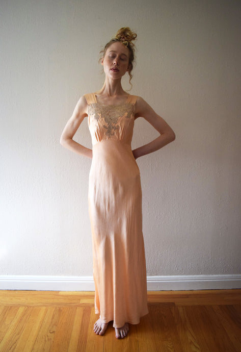 1930s silk slip dress . vintage bias cut gown . size xs to small