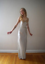 Load image into Gallery viewer, 1930s silk charmeuse and lace gown . size xs to small