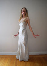 Load image into Gallery viewer, 1930s silk charmeuse and lace gown . size xs to small