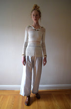 Load image into Gallery viewer, Vintage crochet top . embroidered crochet blouse . size xs to medium