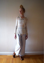 Load image into Gallery viewer, Vintage crochet top . embroidered crochet blouse . size xs to medium