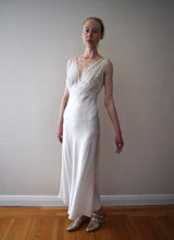 Load image into Gallery viewer, 1930s ivory silk satin and lace gown . vintage slip dress . size xs to small