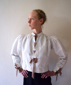 RESERVED . Antique 1890s blouse . mutton sleeve top . size xs to small