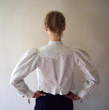 Load image into Gallery viewer, RESERVED . Antique 1890s blouse . mutton sleeve top . size xs to small