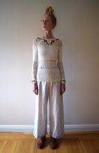 Load image into Gallery viewer, Vintage crochet top . embroidered crochet blouse . size xs to medium