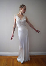 Load image into Gallery viewer, 1940s satin and lace gown . vintage slip dress . size small to s/m