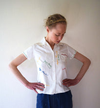 Load image into Gallery viewer, 1930s 1940s signature blouse . autograph top shirt . size xxs to xs