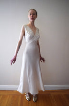 Load image into Gallery viewer, 1930s ivory silk satin and lace gown . vintage slip dress . size xs to small