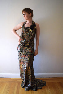 1930s House of Worth couture silk lamé gown . size medium to m/l