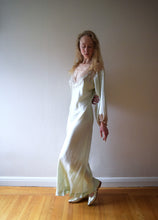 Load image into Gallery viewer, 1930s satin and lace green gown . size medium to xl