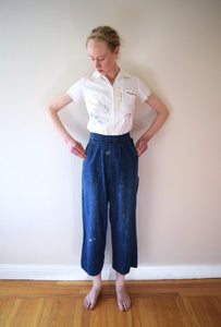 1940s WAVES jeans . vintage WWII denim pants . 24-25 waist