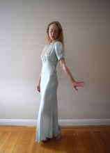 Load image into Gallery viewer, 1930s 1940s aqua silk satin gown . vintage slip dress . size xs to small