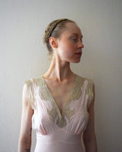 Load image into Gallery viewer, 1940s bias cut gown . vintage rayon and lace slip dress . size xs to small