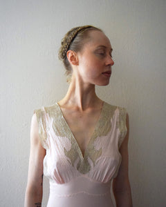 1940s bias cut gown . vintage rayon and lace slip dress . size xs to small