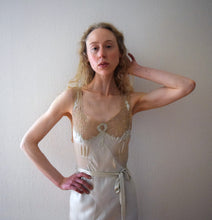 Load image into Gallery viewer, 1930s silk charmeuse and lace gown . size xs to small