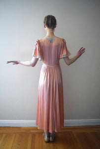 1930s silk rayon satin dressing gown . size xs to small