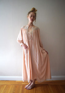 1930s silk peignoir set . vintage 30s slip and robe . size xs to small